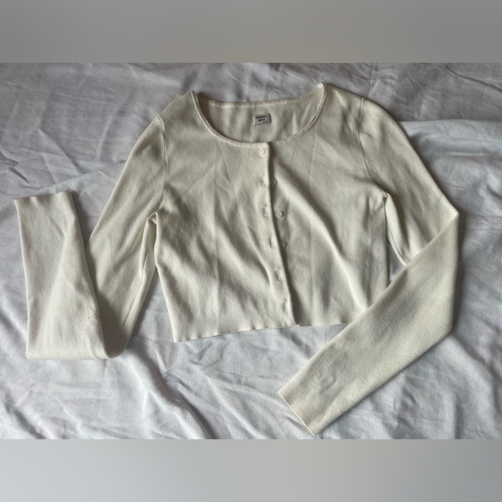 Sunday Best Cream Cropped Button-Front Cardigan
